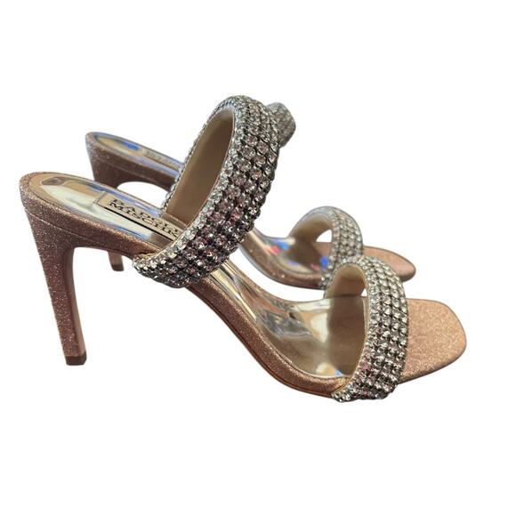 Badgley Mischka Sade Jeweled Double-Band Stiletto Heels Blush Gold NEW Size 6.5 - Picture 6 of 10